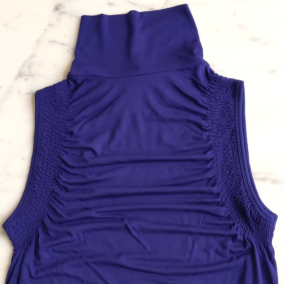 NWOT. The Limited Rayon and Spandex Purple Turtleneck Sleeveless with Design Top - Picture 2 of 6